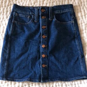 Madewell Stretch Denim Straight Mini Skirt Button-Front Size 24